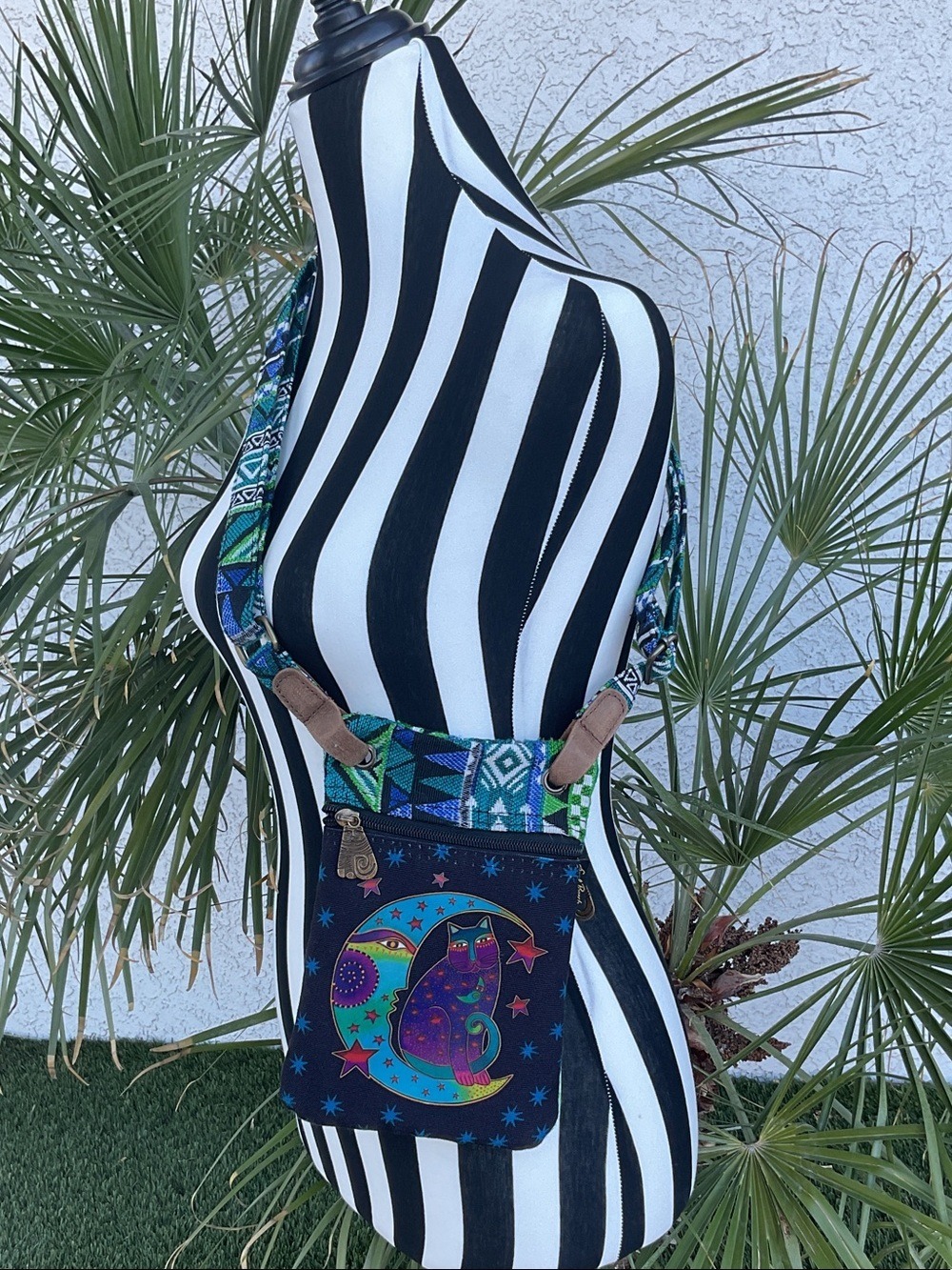 Vintage Laurel Burch Moonside Cats Celestial Moon Crossbody Bag